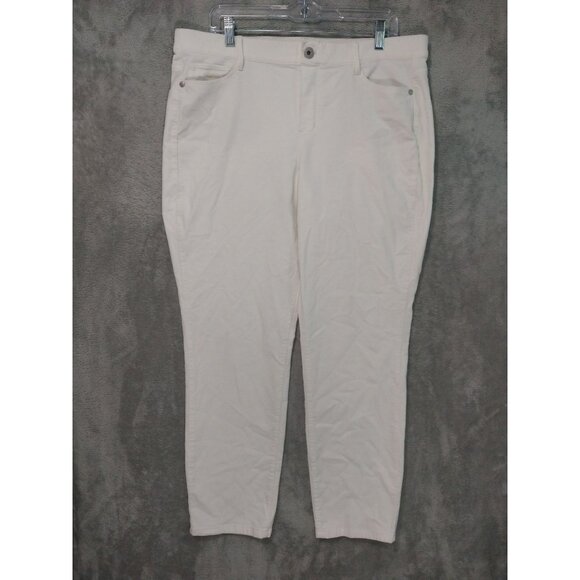 J Jill Pants Womens Large White Corduroy Skinny High Rise Stretch Ankle - Picture 1 of 11